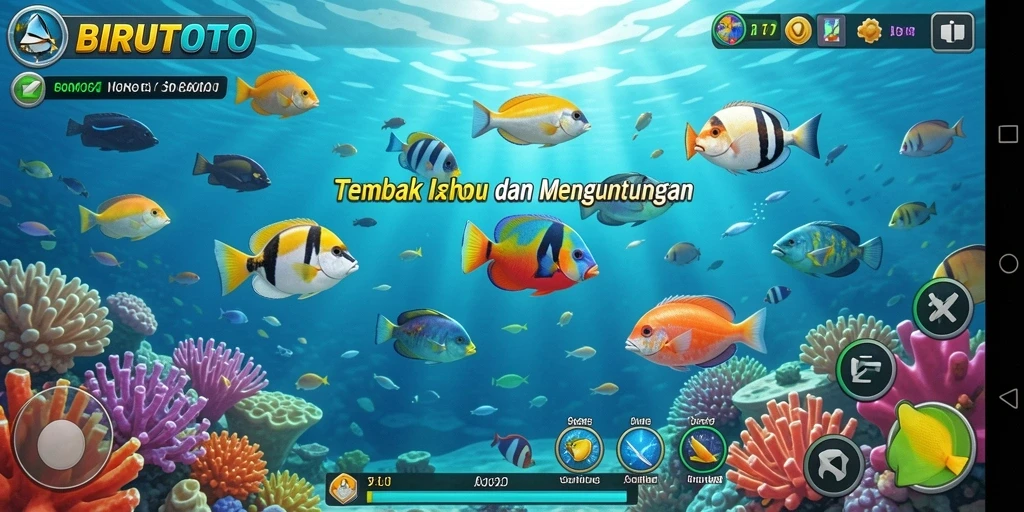 Gameplay seru dalam BIRUTOTO menembak ikan dengan grafis menakjubkan.