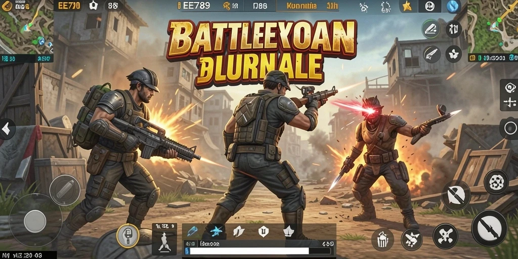 Screenshot utama EE789 menampilkan aksi mendebarkan dalam pertarungan Battle Royale.