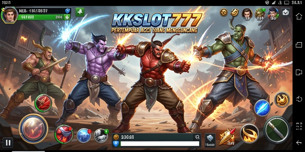 Screenshot gameplay KKSLOT777 yang mendebarkan saat pertempuran.