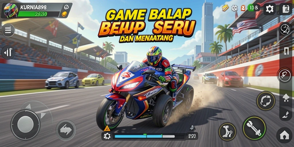 Tampilan gameplay <strong>KURNIA898</strong> yang seru dalam balapan mendebarkan.