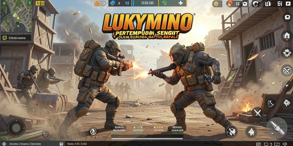Tampilan gameplay seru LUKYMINO dalam pertempuran Battle Royale.