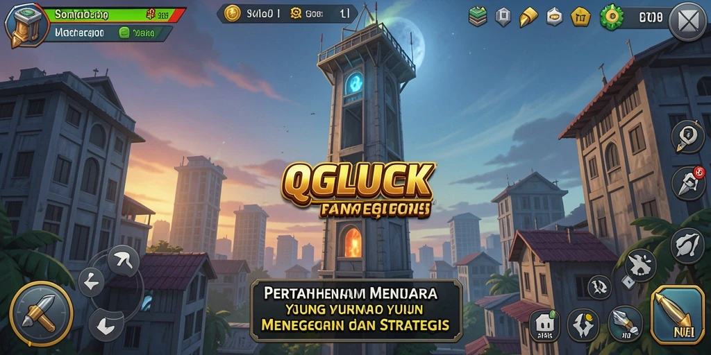Gameplay strategis menara di dalam QGLUCK yang memukau.
