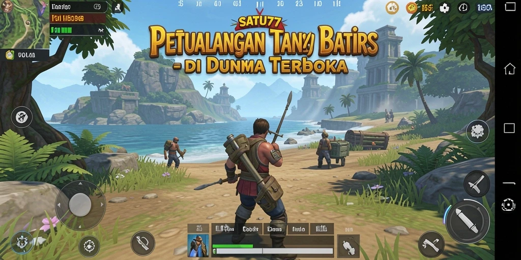 Screenshot yang menampilkan gameplay SATU77 dalam dunia terbuka yang luas.