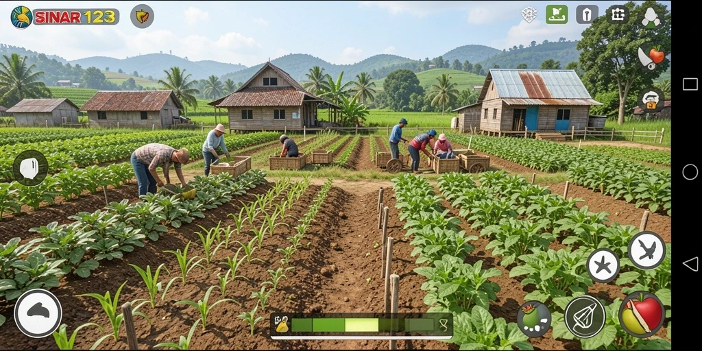 Screenshot gameplay SINAR123 menampilkan aktivitas pertanian yang seru dan menarik.